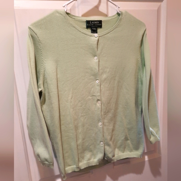 Lauren Ralph Lauren size MP Mint Green 3/4 Sleeve Cardigan - Picture 3 of 8